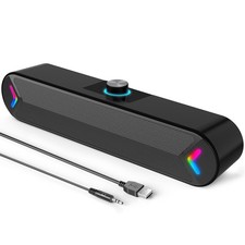 LENRUE Computer Speakers,PC Speakers for Desktop,Wired USB-Powered Sound-bar ... picture