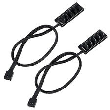 2-Pack 4-Pin PWM Fan Hub - 1 to 5 Way Splitter Power Supply Cable for PC picture