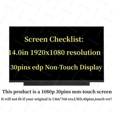 LP140WFA(SP)(D3) LP140WFA-SPD3 Non-Touch 30pin LCD Screen FHD 1920x1080 TESTED picture