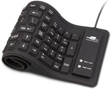 Foldable Silicone Keyboard USB Wired Waterproof Roll Up PC Laptop Black picture