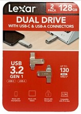 Lexar 2-Pack 128GB Dual Flash Drive USB 3.2 Gen1 : USB-C & USB-A - New Sealed picture