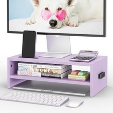 BONTEC Wooden Monitor Stand Riser for Desk, 2-Tier Computer Monitor Stand picture