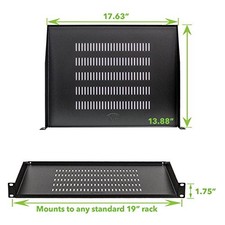 NavePoint 1U Cantilever Server Shelf 19 Inch Rack Mount Vented Black 14 Inch Dee picture
