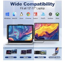 Cenerius 14 in 2K IPS Portable Laptop Screen Extender 16:9 USB-C HDMI Gray picture