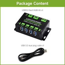 Waveshare 4-Ch USB 3.2 Gen1 HUB Metal Case With Wall-Mount Driver-Free Windows picture