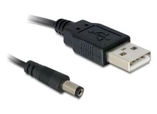 Delock 82197 - 1 Meter USB 5VDC to Power cable, 5.5/2.1mm barrel jack picture