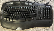 Logitech Wave Corded USB Keyboard Y-UV90 Ergonomic Wired Black Tested Works picture
