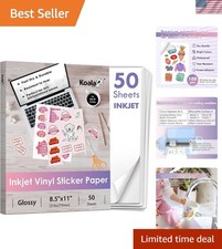 Koala Inkjet Printable Vinyl Sticker Paper for Inkjet Printer - 50 Sheets Whi... picture