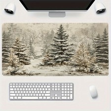Winter Forest Landscape Mouse Pad, Large Desk Mat, Modern Home Office Decor, W picture