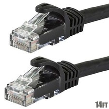 14FT Cat6 RJ45 UTP LAN Network Ethernet Internet Router Cable Booted Wire Black picture