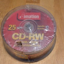 Imation CD-RW 650MB 74MIN 1X-4X 25pk Spindle Recordable Rewritable Discs Taiwan picture