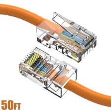 50FT Cat5e RJ45 Ethernet LAN Network UTP Non-Booted Patch Cable Copper Orange picture