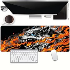 Zuvinix Cool Large Gaming Mouse Pad Neon Wolf XL Desk Mat 31.5