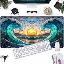 YKJWW Beach Sunset Desk Pad Cute Large Mouse Keyboard Desk Mat, Aesthetic Cut... picture