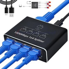RJ45 Gigabit Ethernet Splitter 1000Mbps LAN Network Internet 1 to 4 Out Adapter picture