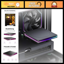 ARGB PC Case Shelf - Infinity Mirror Design, Square Figurine Stand, 120mm Fan Ac picture