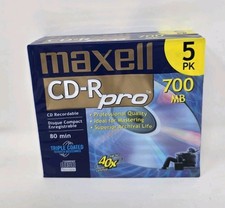 Maxwell CD-R Pro 700 MB 80 Minute CD Recordable - 5 Pack New Sealed  picture
