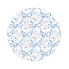 Light Blue Pad, Floral Bow Round Mousepad for , 8.7 Inch picture