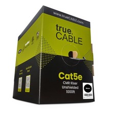 trueCABLE Cat5e Riser (CMR), 1000ft, Black, 24AWG 4 Pair Solid Black picture