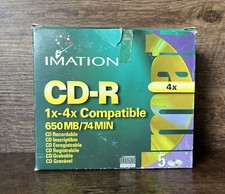 LOT of 5 BRAND NEW Sealed VINTAGE IMATION CD-R Recordable DISCS 650 MB, 4X picture