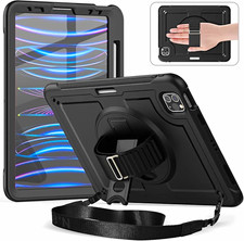 Rugged Shockproof Case w/ Screen Protector Strap Stand iPad Pro 11 2024 picture