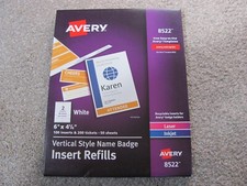 Avery 8522 Vertical Style Name Badge Insert Refills, 4 1/4