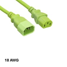 Green Color 6 feet 18AWG Power Extension Cable IEC-60320 C13 to C14 10A/250V SJT picture