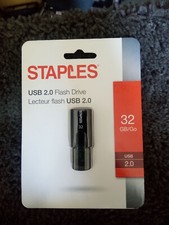 STAPLES Brand USB 2.0 FLASH DRIVE 32GB MEMORY STICK BRAND NEW IN PACKAGE picture