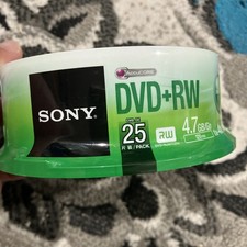 25 pk SONY Blank DVD+RW 4x Logo Branded 4.7GB Rewritable DVD Disc - 25DPW47SP picture