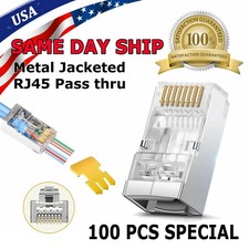 100 Pcs LOT Rj45 8p8c Network Cable Shielded Modular Cat6 Connector Plug End picture