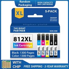 5 PACK 812XL Ink Cartridges For Epson WorkForce WF-7840 WF-7820 WF-7310 EC-C7000 picture