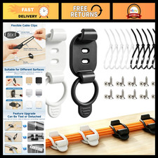 20 Adjustable Cable Management Clips - Self Adhesive Cord Organizers, Reusable f picture