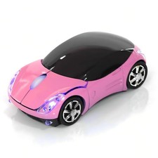 ASHATA 2.4G Car Mouse with USB Reciver 1600DPI Optical for PC pink picture