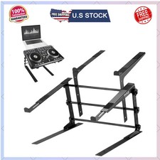 Pyle PLPTS38 Portable Dual Laptop Stand Adjustable Ergonomic DJ Mixer Desk Black picture