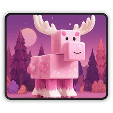 Pink Blocky Moose Gaming Mouse Pad | Cute Pixel Animal Desk Mat picture