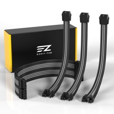 Black Grey Sleeved PSU Extension Cable Kit Braided 24PIN 8PIN 30CM picture