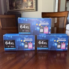 Set Of 3 ValueToner 64XL Ink Cartridge for HP Inkjet Black & Color 2-Pack picture