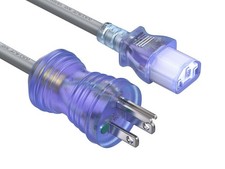 15ft NEMA 5-15P to C13 Hospital Grade Power Cord, 18 AWG, 10A/125V, SJT, Gray picture