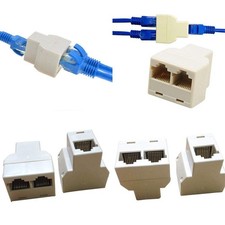 4 Pack RJ45 Splitter Connector Adapter 1 to 2 Female Port Plug 3 Way CAT 5 6 picture