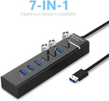 7-Port USB 3.0 Hub,  Data USB Hub Splitter with 3.3Ft Long Cable for Laptop, PC, picture