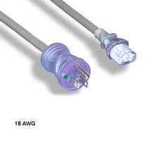 10x 10ft 18 AWG Hospital Grade Power Cable NEMA 5-15P to C13 10A/125V Clr picture