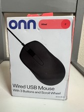 Onn Wired USB Mouse 6ft Cable 3 Button Scroll Wheel 1000 DPI Plug & Play Black  picture