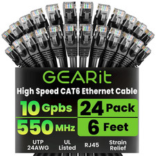 Cat6 Patch Cables Cat 6 Ethernet Cable 6 Ft 24-Pack Black picture