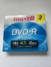 Maxell DVD-R Media 3 DISC PACK - 2 Hours SP Mode 4.7 GB UP TO 4x NEW SEALED picture