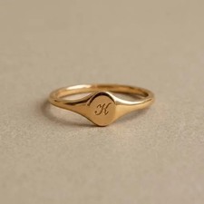 Custom Initial Signet Ring, Personalized Letter Ring, Minimal Engraved Monogram picture
