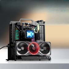 Open Frame PC Case Full Aluminum ATX Motherboard Water Cooling Desktop Test picture