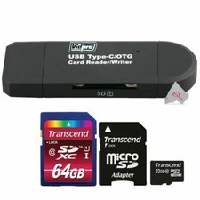 VidPro USB 2.0 Type-C MicroSD & SD Card Reader with Micro SD & SDHC Memory Card picture