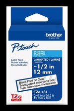NEW  - Brother P-touch TZe Laminated Label Tape TZe-131  Black on Clear tape picture