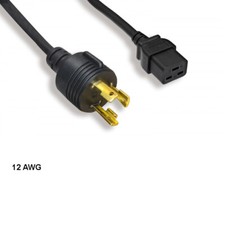 KNTK 15ft 12 AWG Power Cable NEMA L6-30P to IEC-60320 C19 15A/300V SJT Black picture