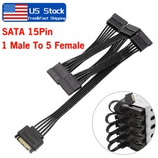15 Pin SATA Power Extension Hard Drive Cable 1 Male to 5 Female Splitter Adapter picture